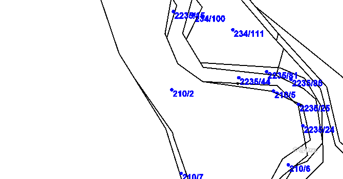 Parcela st. 210/2 v KÚ Sedlo u Komařic, Katastrální mapa