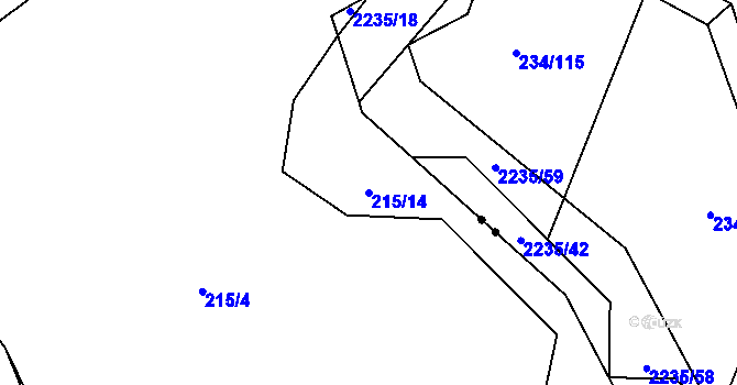 Parcela st. 215/14 v KÚ Sedlo u Komařic, Katastrální mapa