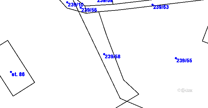 Parcela st. 239/58 v KÚ Sedlo u Komařic, Katastrální mapa