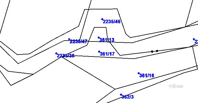 Parcela st. 361/17 v KÚ Sedlo u Komařic, Katastrální mapa