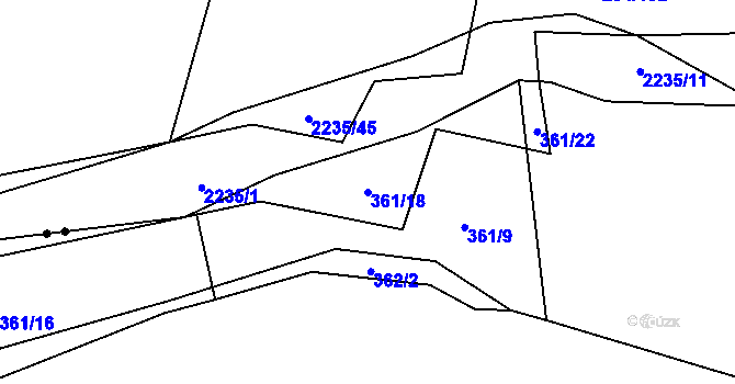 Parcela st. 361/18 v KÚ Sedlo u Komařic, Katastrální mapa