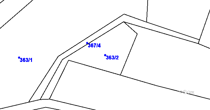 Parcela st. 363/2 v KÚ Sedlo u Komařic, Katastrální mapa
