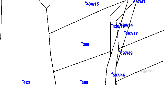 Parcela st. 388 v KÚ Sedlo u Komařic, Katastrální mapa