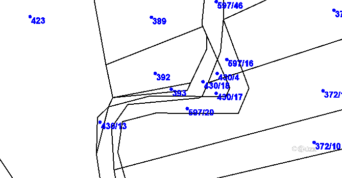 Parcela st. 393 v KÚ Sedlo u Komařic, Katastrální mapa