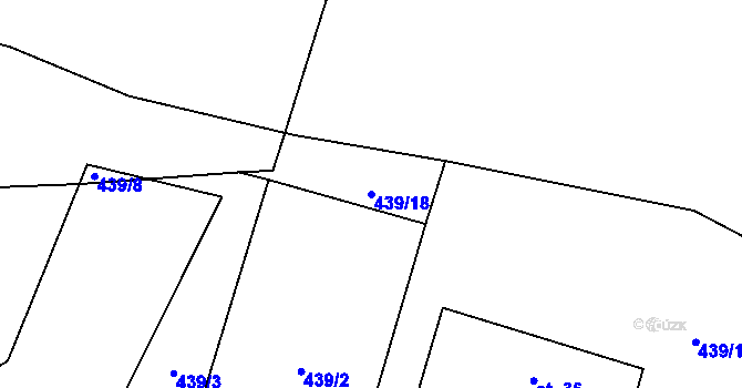 Parcela st. 439/18 v KÚ Sedlo u Komařic, Katastrální mapa