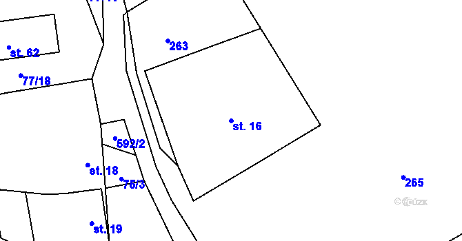 Parcela st. 16 v KÚ Sedlo u Komařic, Katastrální mapa