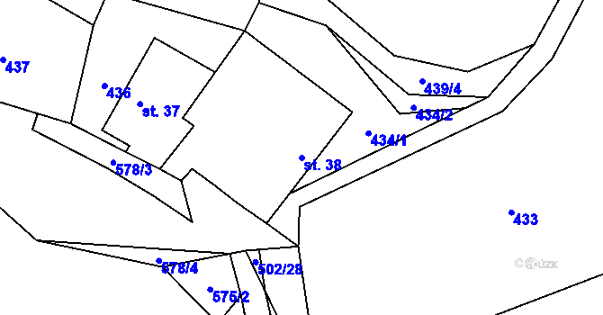 Parcela st. 38 v KÚ Sedlo u Komařic, Katastrální mapa