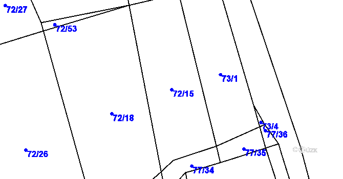 Parcela st. 72/15 v KÚ Sedlo u Komařic, Katastrální mapa