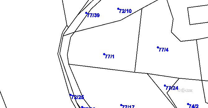 Parcela st. 77/1 v KÚ Sedlo u Komařic, Katastrální mapa