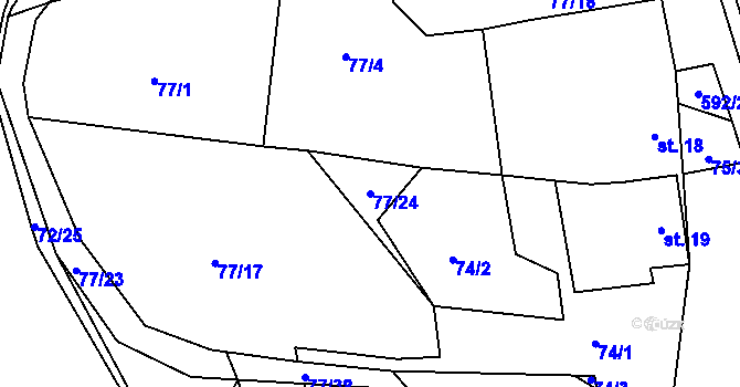 Parcela st. 77/24 v KÚ Sedlo u Komařic, Katastrální mapa