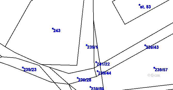 Parcela st. 239/1 v KÚ Sedlo u Komařic, Katastrální mapa