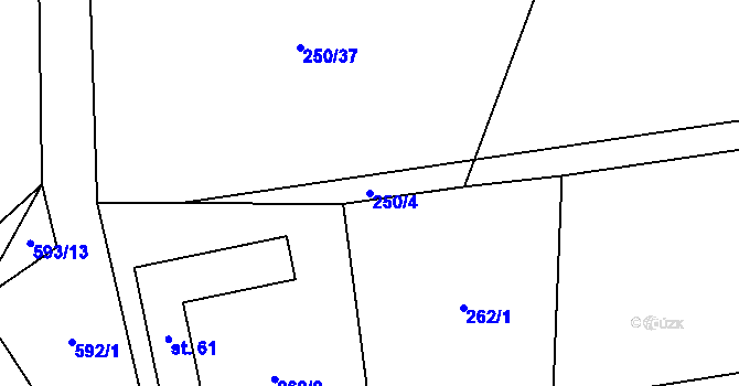 Parcela st. 250/4 v KÚ Sedlo u Komařic, Katastrální mapa