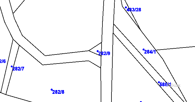 Parcela st. 282/9 v KÚ Sedlo u Komařic, Katastrální mapa
