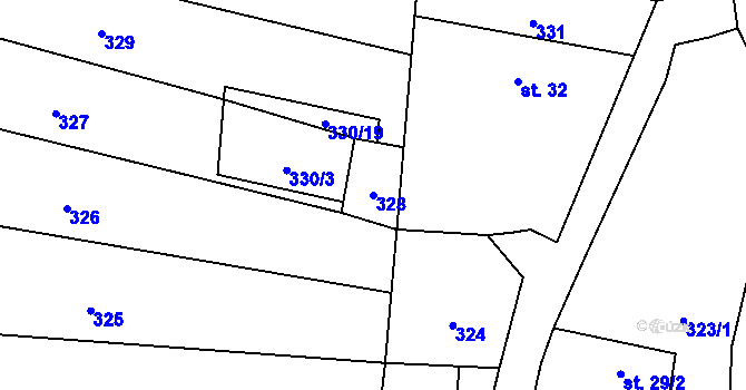 Parcela st. 328 v KÚ Sedlo u Komařic, Katastrální mapa