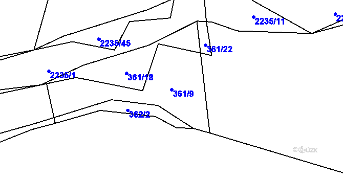 Parcela st. 361/9 v KÚ Sedlo u Komařic, Katastrální mapa