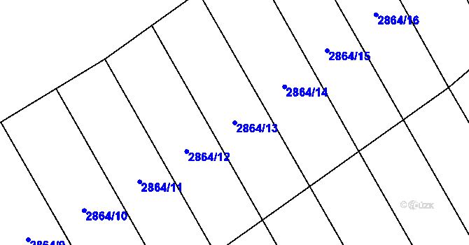 Parcela st. 2864/13 v KÚ Komňa, Katastrální mapa
