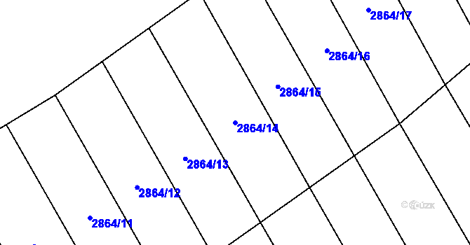 Parcela st. 2864/14 v KÚ Komňa, Katastrální mapa