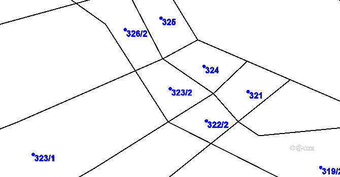 Parcela st. 323/2 v KÚ Komňa, Katastrální mapa