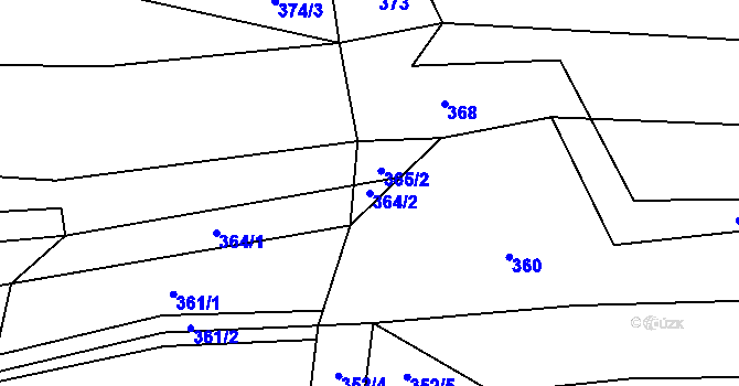 Parcela st. 364/2 v KÚ Komňa, Katastrální mapa