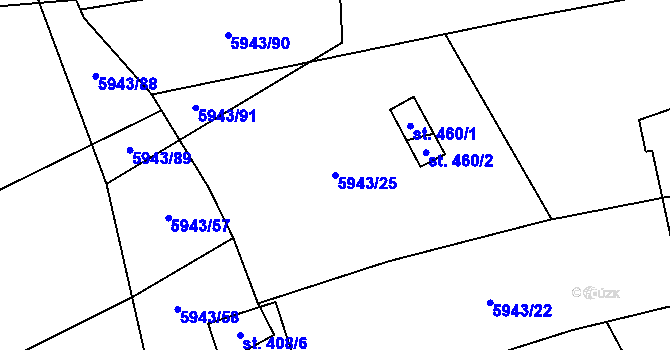 Parcela st. 5943/25 v KÚ Komňa, Katastrální mapa