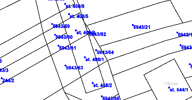 Parcela st. 5943/64 v KÚ Komňa, Katastrální mapa
