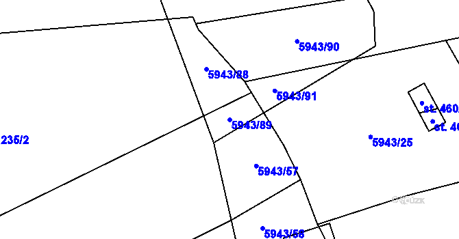 Parcela st. 5943/89 v KÚ Komňa, Katastrální mapa
