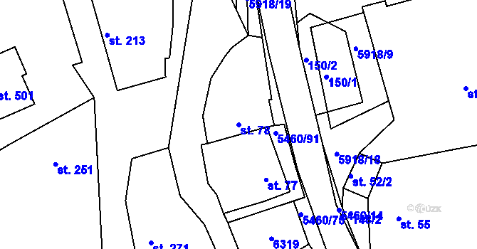 Parcela st. 78 v KÚ Komňa, Katastrální mapa
