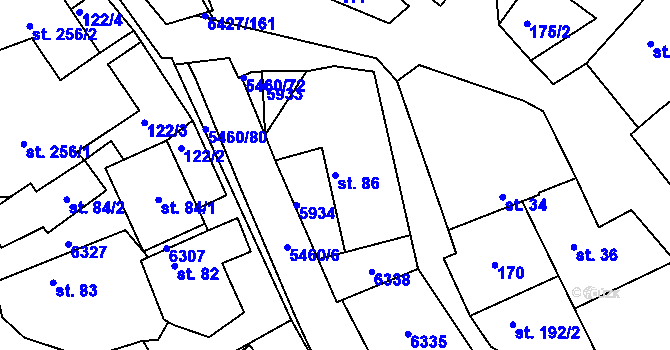 Parcela st. 86 v KÚ Komňa, Katastrální mapa