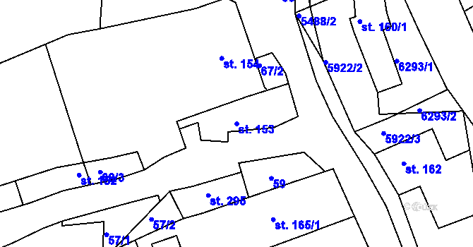 Parcela st. 153 v KÚ Komňa, Katastrální mapa