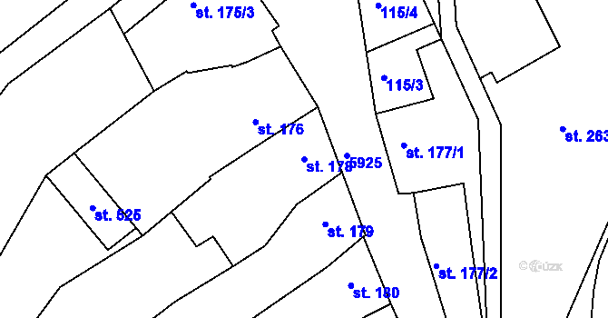 Parcela st. 178 v KÚ Komňa, Katastrální mapa