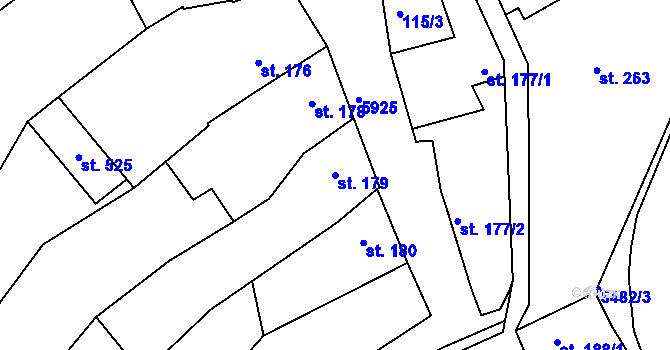 Parcela st. 179 v KÚ Komňa, Katastrální mapa