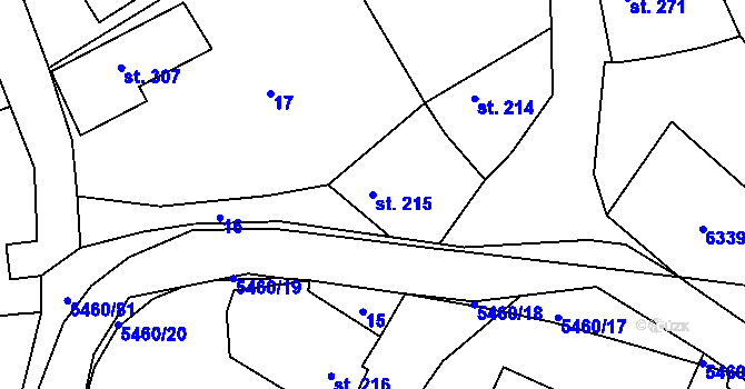 Parcela st. 215 v KÚ Komňa, Katastrální mapa
