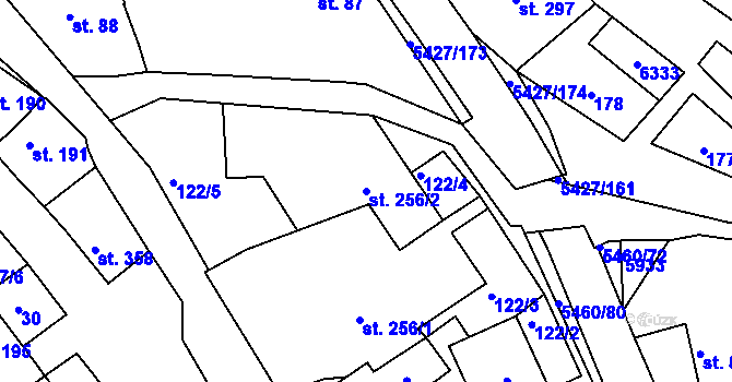 Parcela st. 256/2 v KÚ Komňa, Katastrální mapa