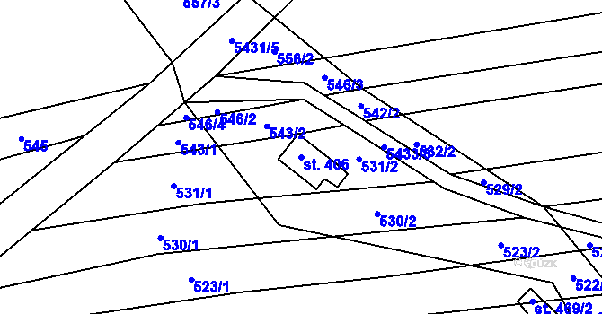 Parcela st. 406 v KÚ Komňa, Katastrální mapa