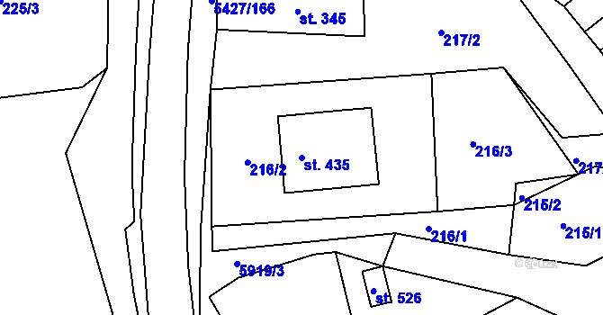Parcela st. 435 v KÚ Komňa, Katastrální mapa