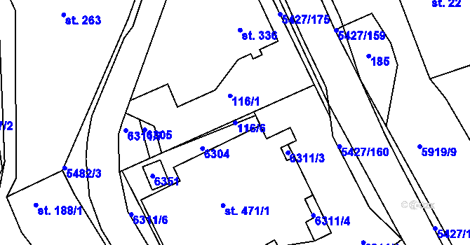 Parcela st. 116/6 v KÚ Komňa, Katastrální mapa