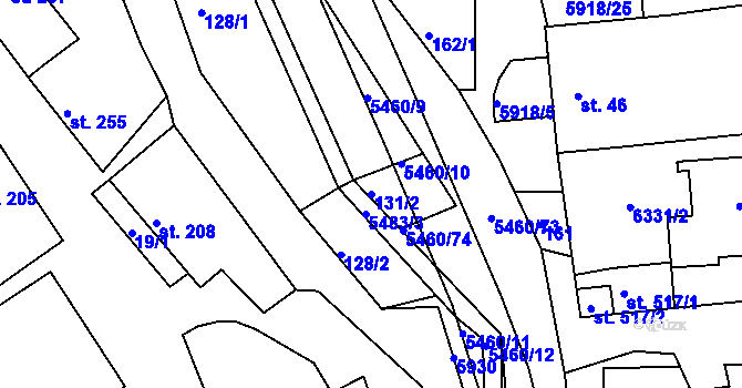 Parcela st. 131/2 v KÚ Komňa, Katastrální mapa