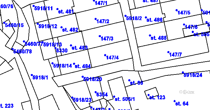 Parcela st. 147/4 v KÚ Komňa, Katastrální mapa