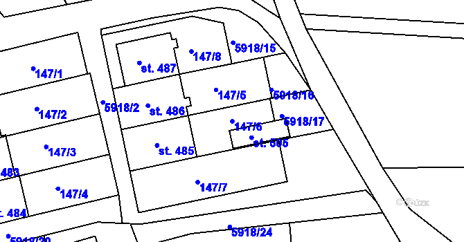 Parcela st. 147/6 v KÚ Komňa, Katastrální mapa