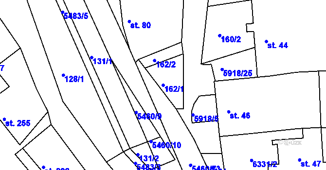 Parcela st. 162/1 v KÚ Komňa, Katastrální mapa