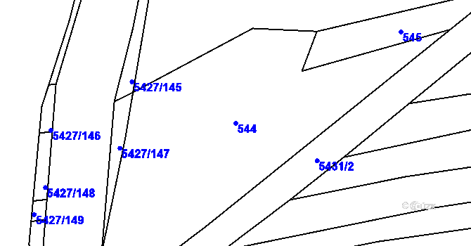 Parcela st. 544 v KÚ Komňa, Katastrální mapa