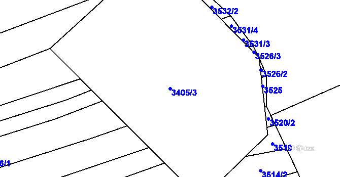 Parcela st. 3405/3 v KÚ Komňa, Katastrální mapa