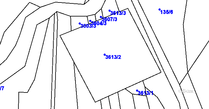 Parcela st. 3613/2 v KÚ Komňa, Katastrální mapa