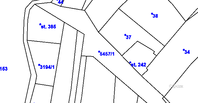 Parcela st. 5457/1 v KÚ Komňa, Katastrální mapa