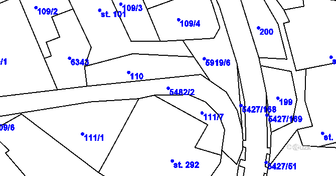 Parcela st. 5482/2 v KÚ Komňa, Katastrální mapa