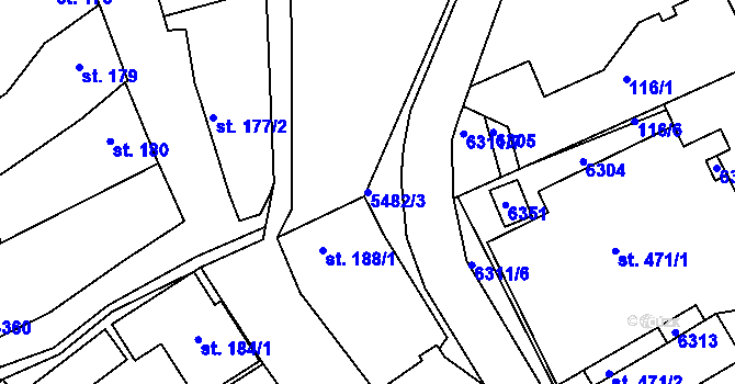 Parcela st. 5482/3 v KÚ Komňa, Katastrální mapa
