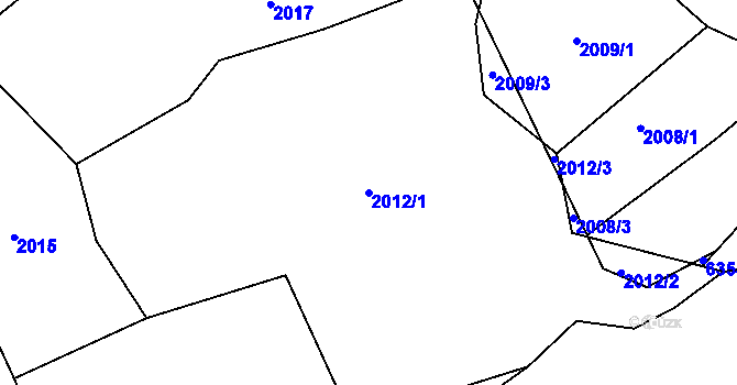 Parcela st. 2012/1 v KÚ Komňa, Katastrální mapa