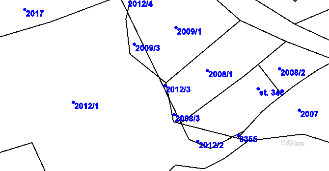 Parcela st. 2012/3 v KÚ Komňa, Katastrální mapa
