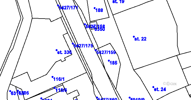 Parcela st. 5427/159 v KÚ Komňa, Katastrální mapa