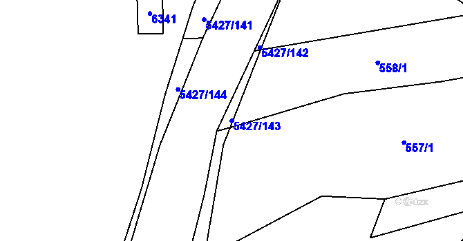 Parcela st. 5427/143 v KÚ Komňa, Katastrální mapa